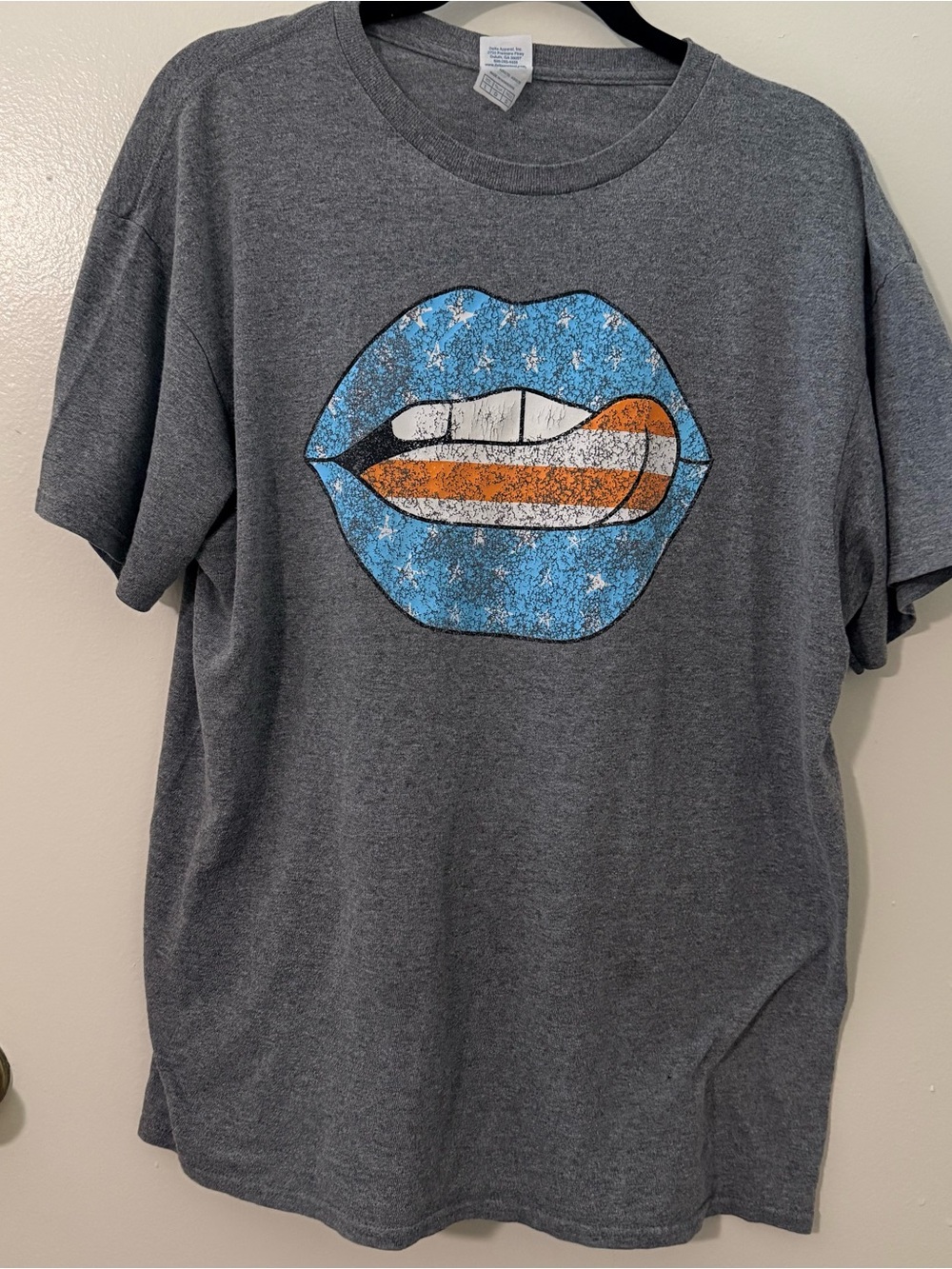 Delta Pro Weight Unisex Adults L Gray USA Graphic Crew Neck Short Sleeve Tee